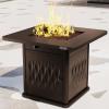 imageEAST OAK 32 Propane Fire Pit Table 50000 BTU Steel Gas FirePit for Outdoor Outside Patio Deck and Garden CSA Certified Fire Table with Magnetic Lid CoverStorage Basket and Lava Rock  BlackChocolate Coffee