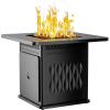 imageEAST OAK 32 Propane Fire Pit Table 50000 BTU Steel Gas FirePit for Outdoor Outside Patio Deck and Garden CSA Certified Fire Table with Magnetic Lid CoverStorage Basket and Lava Rock  BlackBlack