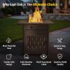imageEAST OAK 32 Propane Fire Pit Table 50000 BTU Steel Gas FirePit for Outdoor Outside Patio Deck and Garden CSA Certified Fire Table with Magnetic Lid CoverStorage Basket and Lava Rock  BlackBrown