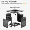 imageEAST OAK 32 Propane Fire Pit Table 50000 BTU Steel Gas FirePit for Outdoor Outside Patio Deck and Garden CSA Certified Fire Table with Magnetic Lid CoverStorage Basket and Lava Rock  BlackBlack