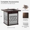 imageEAST OAK 32 Propane Fire Pit Table 50000 BTU Steel Gas FirePit for Outdoor Outside Patio Deck and Garden CSA Certified Fire Table with Magnetic Lid CoverStorage Basket and Lava Rock  BlackBrown  Silver