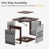 imageEAST OAK 32 Propane Fire Pit Table 50000 BTU Steel Gas FirePit for Outdoor Outside Patio Deck and Garden CSA Certified Fire Table with Magnetic Lid CoverStorage Basket and Lava Rock  BlackBrown  Silver