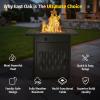imageEAST OAK 32 Propane Fire Pit Table 50000 BTU Steel Gas FirePit for Outdoor Outside Patio Deck and Garden CSA Certified Fire Table with Magnetic Lid CoverStorage Basket and Lava Rock  BlackBlack