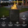 imageEAST OAK 32 Propane Fire Pit Table 50000 BTU Steel Gas FirePit for Outdoor Outside Patio Deck and Garden CSA Certified Fire Table with Magnetic Lid CoverStorage Basket and Lava Rock  BlackBlack