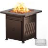 imageEAST OAK 32 Propane Fire Pit Table 50000 BTU Steel Gas FirePit for Outdoor Outside Patio Deck and Garden CSA Certified Fire Table with Magnetic Lid CoverStorage Basket and Lava Rock  BlackBrown