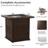 imageEAST OAK 32 Propane Fire Pit Table 50000 BTU Steel Gas FirePit for Outdoor Outside Patio Deck and Garden CSA Certified Fire Table with Magnetic Lid CoverStorage Basket and Lava Rock  BlackBrown