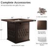 imageEAST OAK 32 Propane Fire Pit Table 50000 BTU Steel Gas FirePit for Outdoor Outside Patio Deck and Garden CSA Certified Fire Table with Magnetic Lid CoverStorage Basket and Lava Rock  BlackChocolate Coffee
