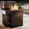imageEAST OAK 32 Propane Fire Pit Table 50000 BTU Steel Gas FirePit for Outdoor Outside Patio Deck and Garden CSA Certified Fire Table with Magnetic Lid CoverStorage Basket and Lava Rock  BlackChocolate Coffee