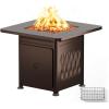 imageEAST OAK 32 Propane Fire Pit Table 50000 BTU Steel Gas FirePit for Outdoor Outside Patio Deck and Garden CSA Certified Fire Table with Magnetic Lid CoverStorage Basket and Lava Rock  BlackBrown