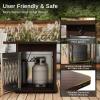 imageEAST OAK 32 Propane Fire Pit Table 50000 BTU Steel Gas FirePit for Outdoor Outside Patio Deck and Garden CSA Certified Fire Table with Magnetic Lid CoverStorage Basket and Lava Rock  BlackBrown  Silver