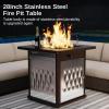 imageEAST OAK 32 Propane Fire Pit Table 50000 BTU Steel Gas FirePit for Outdoor Outside Patio Deck and Garden CSA Certified Fire Table with Magnetic Lid CoverStorage Basket and Lava Rock  BlackBrown  Silver
