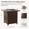 imageEAST OAK 32 Propane Fire Pit Table 50000 BTU Steel Gas FirePit for Outdoor Outside Patio Deck and Garden CSA Certified Fire Table with Magnetic Lid CoverStorage Basket and Lava Rock  BlackBrown