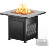 imageEAST OAK 32 Propane Fire Pit Table 50000 BTU Steel Gas FirePit for Outdoor Outside Patio Deck and Garden CSA Certified Fire Table with Magnetic Lid CoverStorage Basket and Lava Rock  BlackBlack