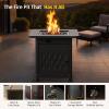 imageEAST OAK 32 Propane Fire Pit Table 50000 BTU Steel Gas FirePit for Outdoor Outside Patio Deck and Garden CSA Certified Fire Table with Magnetic Lid CoverStorage Basket and Lava Rock  BlackBlack