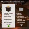 imageEAST OAK 32 Propane Fire Pit Table 50000 BTU Steel Gas FirePit for Outdoor Outside Patio Deck and Garden CSA Certified Fire Table with Magnetic Lid CoverStorage Basket and Lava Rock  BlackBrown