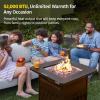 imageEAST OAK 32 Propane Fire Pit Table 50000 BTU Steel Gas FirePit for Outdoor Outside Patio Deck and Garden CSA Certified Fire Table with Magnetic Lid CoverStorage Basket and Lava Rock  BlackBrown