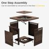 imageEAST OAK 32 Propane Fire Pit Table 50000 BTU Steel Gas FirePit for Outdoor Outside Patio Deck and Garden CSA Certified Fire Table with Magnetic Lid CoverStorage Basket and Lava Rock  BlackBrown