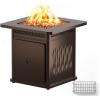 imageEAST OAK 32 Propane Fire Pit Table 50000 BTU Steel Gas FirePit for Outdoor Outside Patio Deck and Garden CSA Certified Fire Table with Magnetic Lid CoverStorage Basket and Lava Rock  BlackBrown
