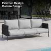 imageEAST OAK Courtyard Patio Furniture Set 4Piece Outdoor Patio Set with Sofa Removable ampamp Washable Deep Seating Cushion Tempered Glass Table Outside Patio Conversation Sets Black ampamp GreyGrey