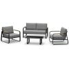 imageEAST OAK Courtyard Patio Furniture Set 4Piece Outdoor Patio Set with Sofa Removable ampamp Washable Deep Seating Cushion Tempered Glass Table Outside Patio Conversation Sets Black ampamp GreyAlexanderearth Black  Misty Grey