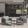 imageEAST OAK Modern 3 Pieces Patio Conversation Set Armchairs with Coffee Table Outdoor Furniture Set with Cushion Earth Black ampamp Misty GreyEarth Black  Misty Grey