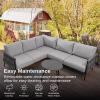 imageEAST OAK Modern 3 Pieces Patio Conversation Set Armchairs with Coffee Table Outdoor Furniture Set with Cushion Earth Black ampamp Misty GreyGrey