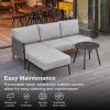 imageEAST OAK Modern 3 Pieces Patio Conversation Set Armchairs with Coffee Table Outdoor Furniture Set with Cushion Earth Black ampamp Misty GreyMisty Grey