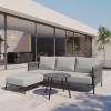 imageEAST OAK Modern 3 Pieces Patio Conversation Set Armchairs with Coffee Table Outdoor Furniture Set with Cushion Earth Black ampamp Misty GreyMisty Grey