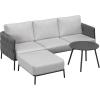 imageEAST OAK Modern 3 Pieces Patio Conversation Set Armchairs with Coffee Table Outdoor Furniture Set with Cushion Earth Black ampamp Misty GreyMisty Grey