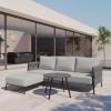 imageEAST OAK Modern 3 Pieces Patio Conversation Set Armchairs with Coffee Table Outdoor Furniture Set with Cushion Earth Black ampamp Misty GreyUpgraded Misty Grey