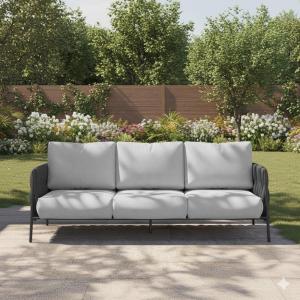 imageEAST OAK Courtyard Patio Furniture Set 4Piece Outdoor Patio Set with Sofa Removable ampamp Washable Deep Seating Cushion Tempered Glass Table Outside Patio Conversation Sets Black ampamp GreyGrey