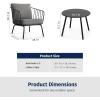 imageEAST OAK 3Piece Plaza Patio Furniture Set Outdoor Furniture with Thick Cushion Sofa and Coffee Table Outdoor Bistro Set for 2 Modern Patio Conversation Set for Balcony Black ampamp Grey