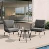 imageEAST OAK 3Piece Plaza Patio Furniture Set Outdoor Furniture with Thick Cushion Sofa and Coffee Table Outdoor Bistro Set for 2 Modern Patio Conversation Set for Balcony Black ampamp Grey