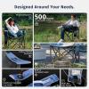 imageEast Oak Camping Folding Chair Heavy Duty Support 500 LBS Camping Chairs for Adults 600D Oxford Lawn Chairs with Side Pocket and Cup Holder Outdoor Chairs for Sports Beach Fishing BlueGrey
