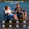 imageEast Oak Camping Folding Chair Heavy Duty Support 500 LBS Camping Chairs for Adults 600D Oxford Lawn Chairs with Side Pocket and Cup Holder Outdoor Chairs for Sports Beach Fishing BlueGrey