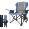 imageEast Oak Camping Folding Chair Heavy Duty Support 500 LBS Camping Chairs for Adults 600D Oxford Lawn Chairs with Side Pocket and Cup Holder Outdoor Chairs for Sports Beach Fishing BlueGrey