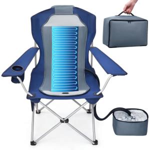 imageEast Oak Camping Folding Chair Heavy Duty Support 500 LBS Camping Chairs for Adults 600D Oxford Lawn Chairs with Side Pocket and Cup Holder Outdoor Chairs for Sports Beach Fishing BlueSlate Gray