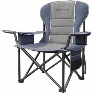 imageEast Oak Camping Folding Chair Heavy Duty Support 500 LBS Camping Chairs for Adults 600D Oxford Lawn Chairs with Side Pocket and Cup Holder Outdoor Chairs for Sports Beach Fishing BlueDeep Grey