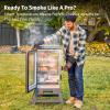 imageEAST OAK 30 Electric Smoker for Outdoors  Builtin Meat Probe Up to 6 Longer Smokes on a Single Load  Side Chip Loader for Smoking  Bigger Batches with 725 sq in Cooking Area Mist SilverDark Blue  Glass Door