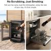 imageEAST OAK 30 Electric Smoker for Outdoors  Builtin Meat Probe Up to 6 Longer Smokes on a Single Load  Side Chip Loader for Smoking  Bigger Batches with 725 sq in Cooking Area Mist SilverMist Silver  Glass Door