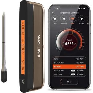 imageEast Oak Wireless Meat Thermometer  5Sensor Precision for ChefLevel Results  Extreme Heat Resistance  Smart App Remote Monitoring  Perfect for Grills Smokers Ovens amp Air Fryers BrownBrown