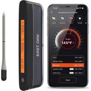 imageEast Oak Wireless Meat Thermometer  5Sensor Precision for ChefLevel Results  Extreme Heat Resistance  Smart App Remote Monitoring  Perfect for Grills Smokers Ovens amp Air Fryers BrownBlack